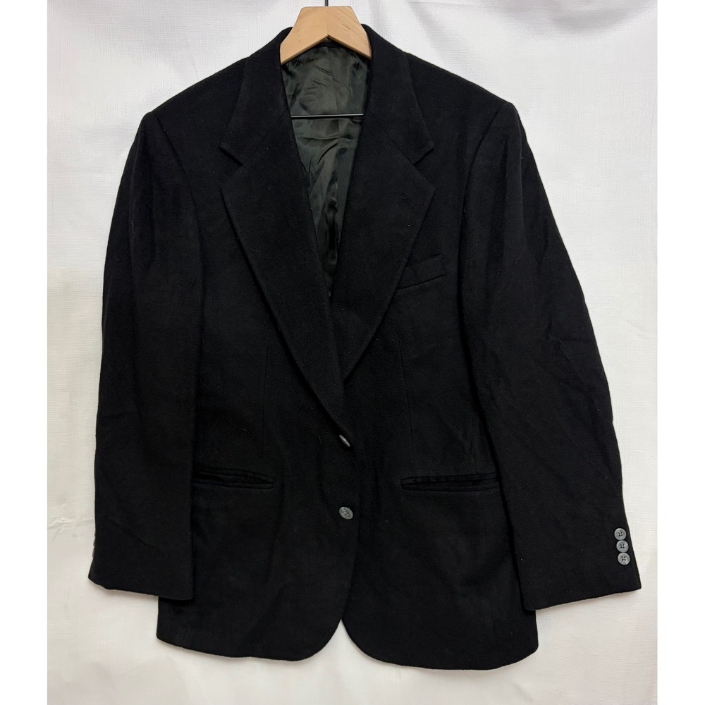 Robert Stock Blazer Mens 39R Black Excellent Two Button Wool Blend Sport Coat